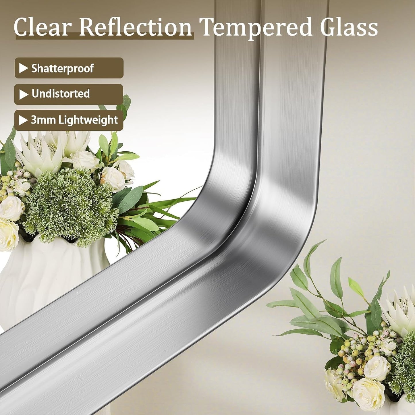 Voobang Silver Wall Mirror 24x32 - Large Deep Frame Mirror for Bathroom & Living