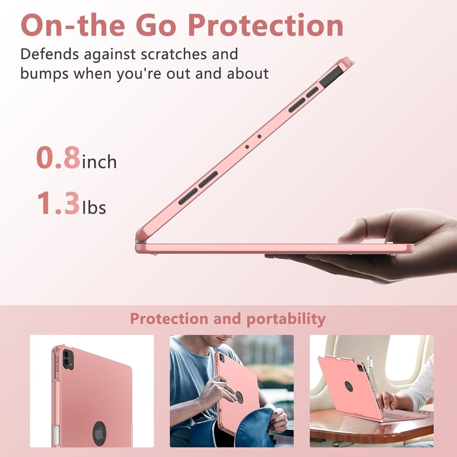 Pink Keyboard Case for iPad Air 13 M2 M3 / Pro 12.9 RGB Backlit 360 Trackpad