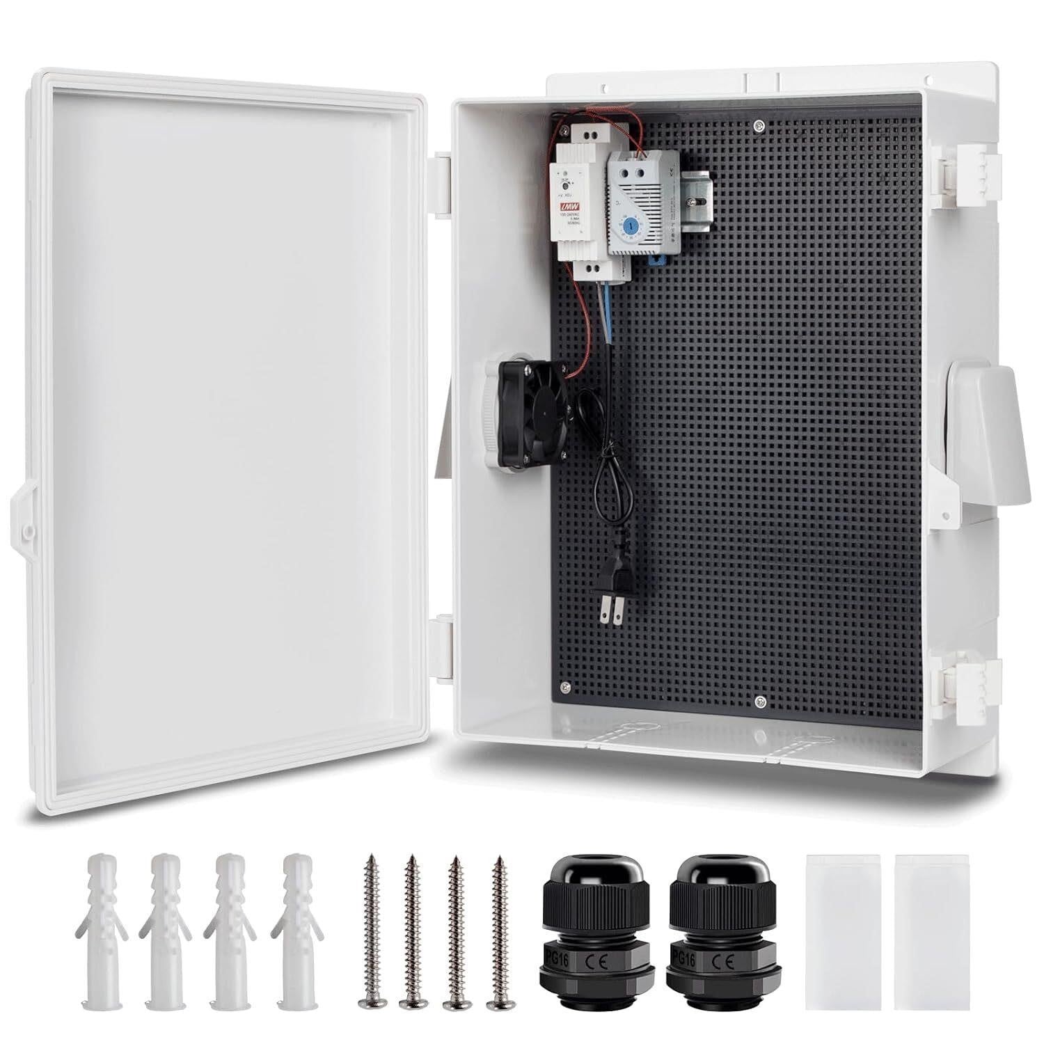 Outdoor Waterproof NEMA Junction Box Thermostat Fan ABS Hinged Plug & Play