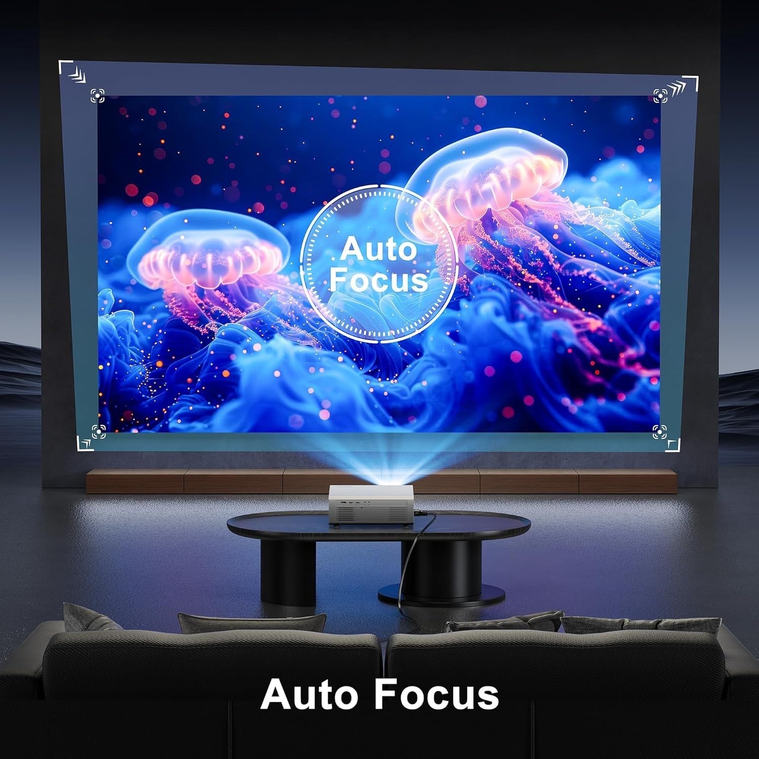 Agreago GC357 1080P Projector Auto Focus WiFi 6 Bluetooth 5.2 w/Screen 300"