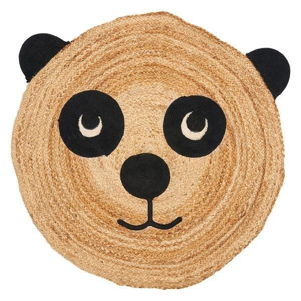 Kirkton House Panda Jute Rug 3ft Round 2-Pack Kids Playroom Nursery Boho