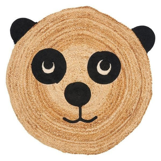 Kirkton House Panda Jute Rug 3ft Round 2-Pack Kids Playroom Nursery Boho