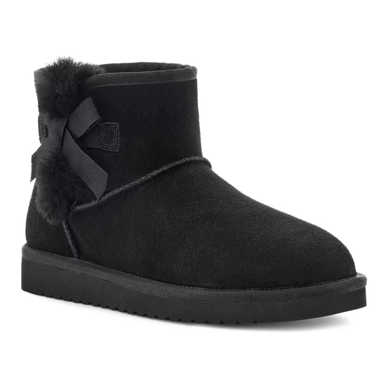 Koolaburra by UGG Victoria Mini 1114731 Women 9 Black Suede Bow Fur Boot New