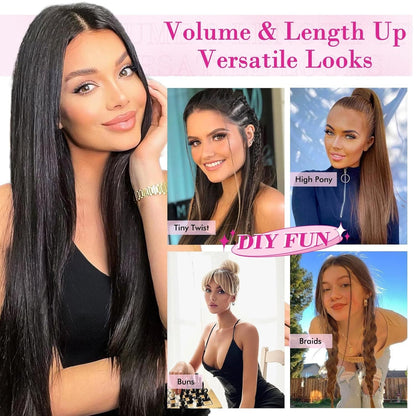REECHO 11PC Clip In Hair Extensions 24" Straight Platinum Blonde HE005 Synthetic