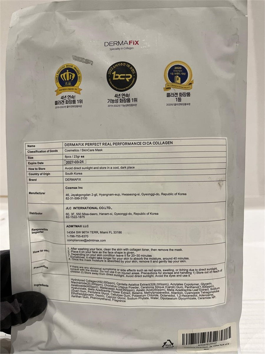 DERMAFIX Cicacollagen Hydrolyzed Collagen Korean Sheet Mask 8 Pack K-Beauty New