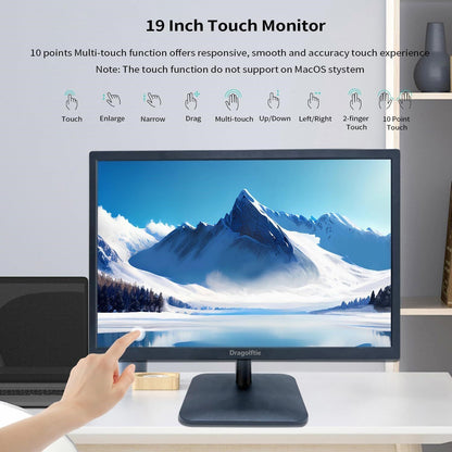 19" HD Touchscreen Monitor 10-Point Touch Built-in Speakers HDMI VGA VESA Mount