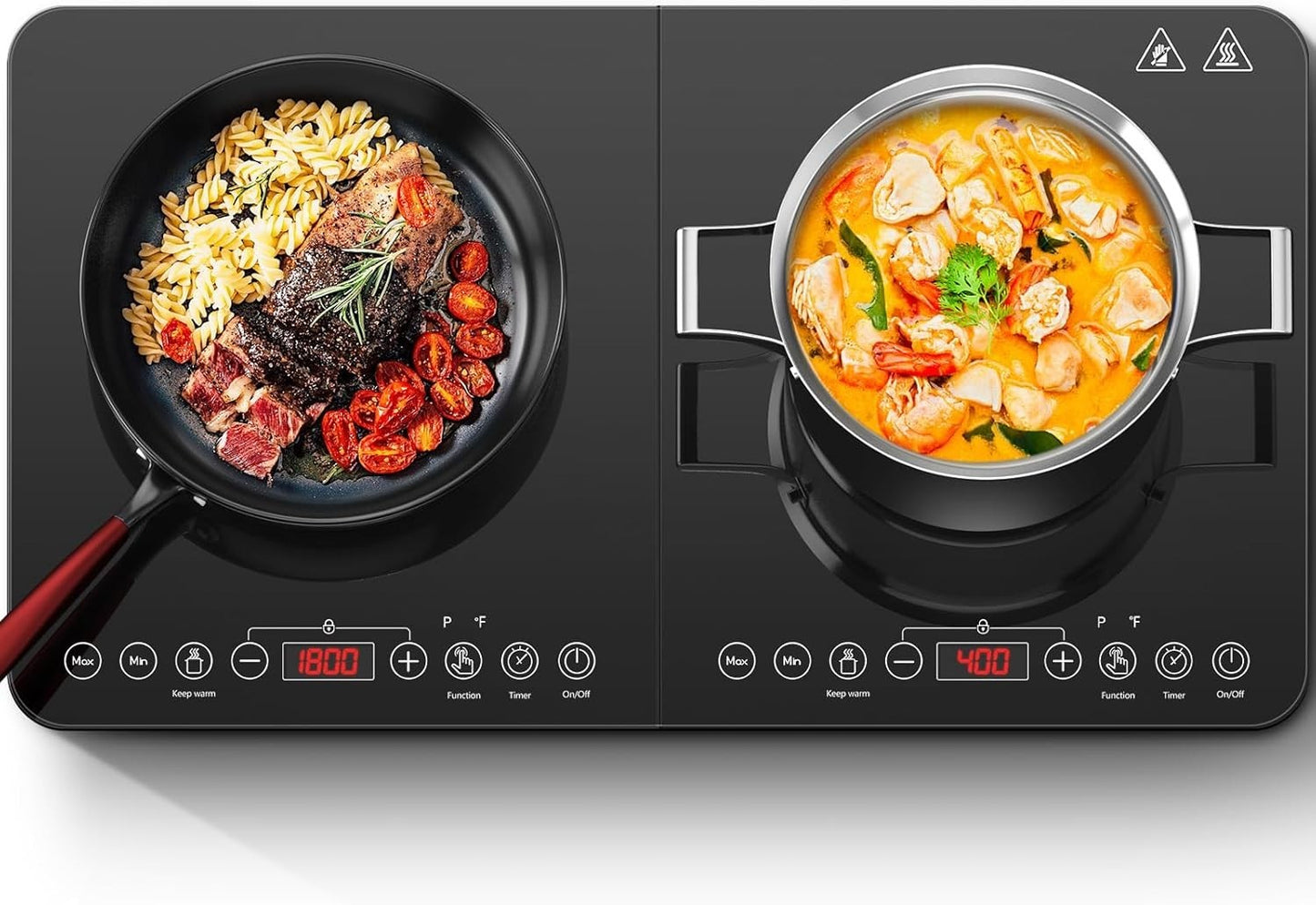 Aobosi Double Induction Cooktop 1800W Dual Burner Portable 22" 10 Temp NEW