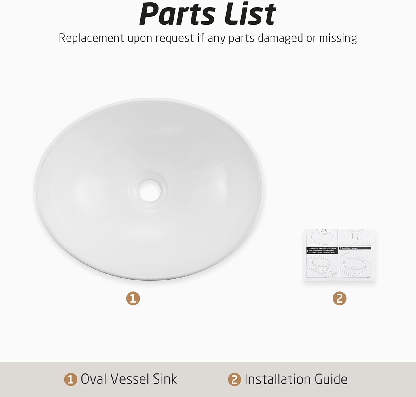 KES BVS124 Bathroom Vessel Sink Oval White Ceramic 16x13 Egg Shape Above Counter