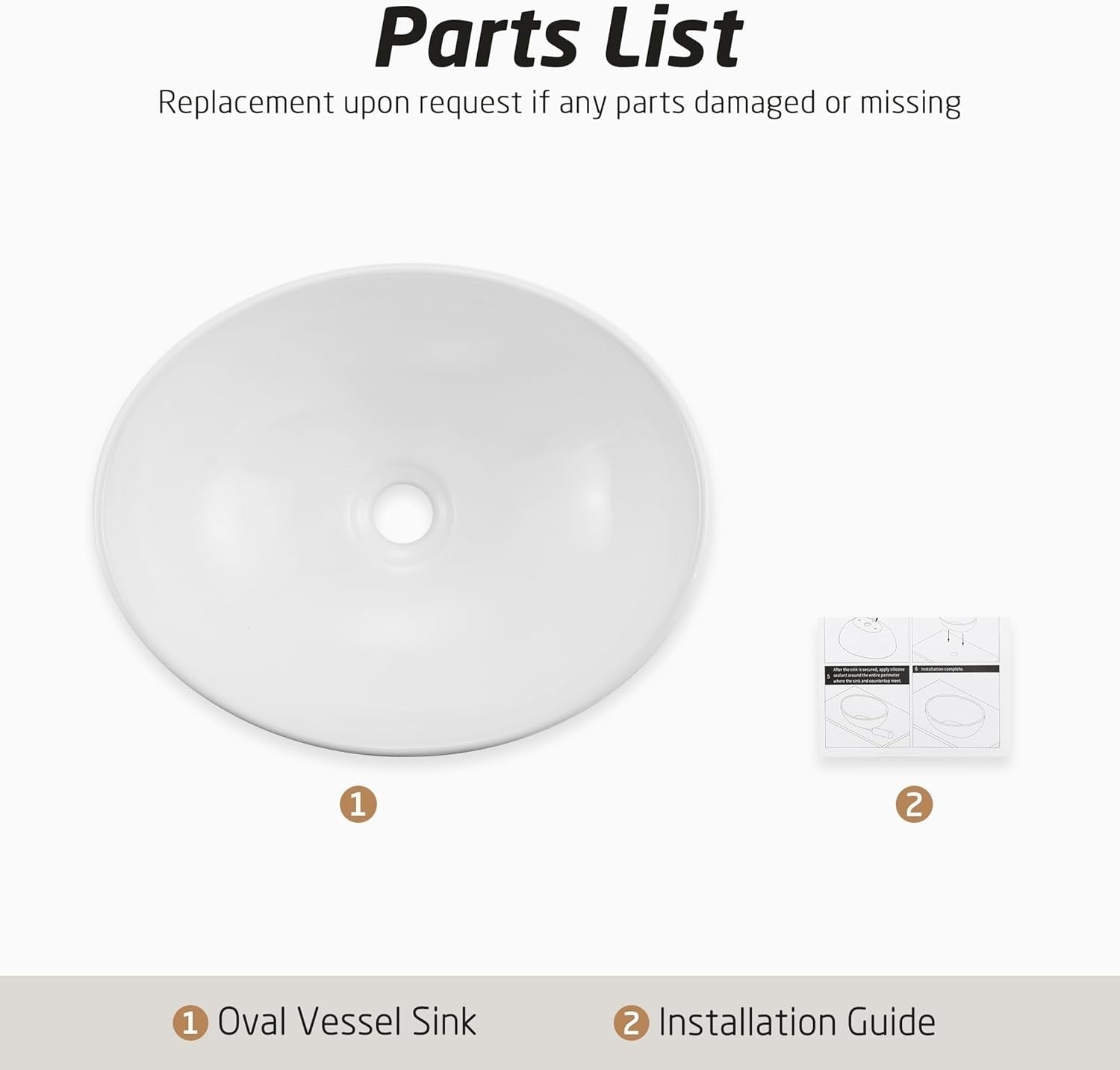 KES BVS124 Bathroom Vessel Sink Oval White Ceramic 16x13 Egg Shape Above Counter