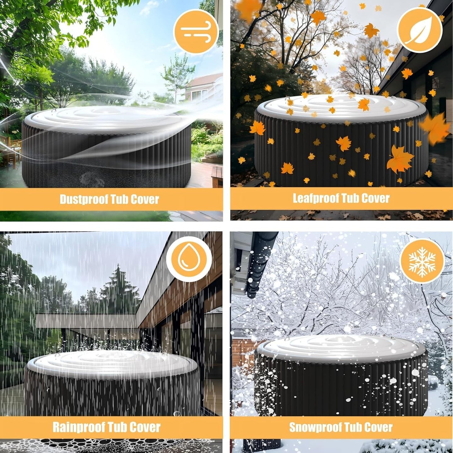 Inflatable Hot Tub Cover Round Insulated Energy Saving Rain Snow Proof Sibosen