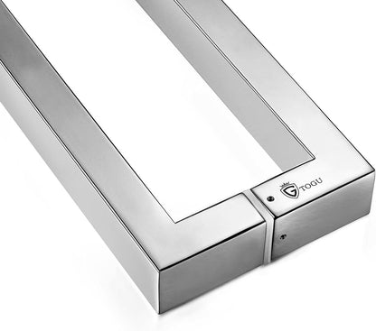 Ranbo 48" Rectangular Entrance Handle - Fits Glass & Wood Doors - Brushed Nickel