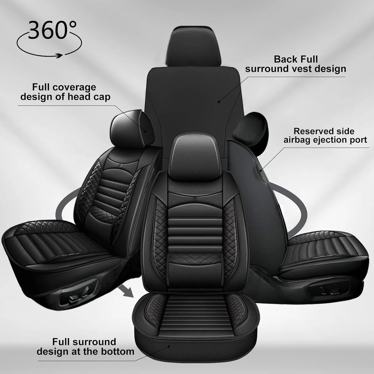 AOMSAZTO Jeep Gladiator 2020-2025 Seat Covers Full Set 360 Wrap Airbag Safe