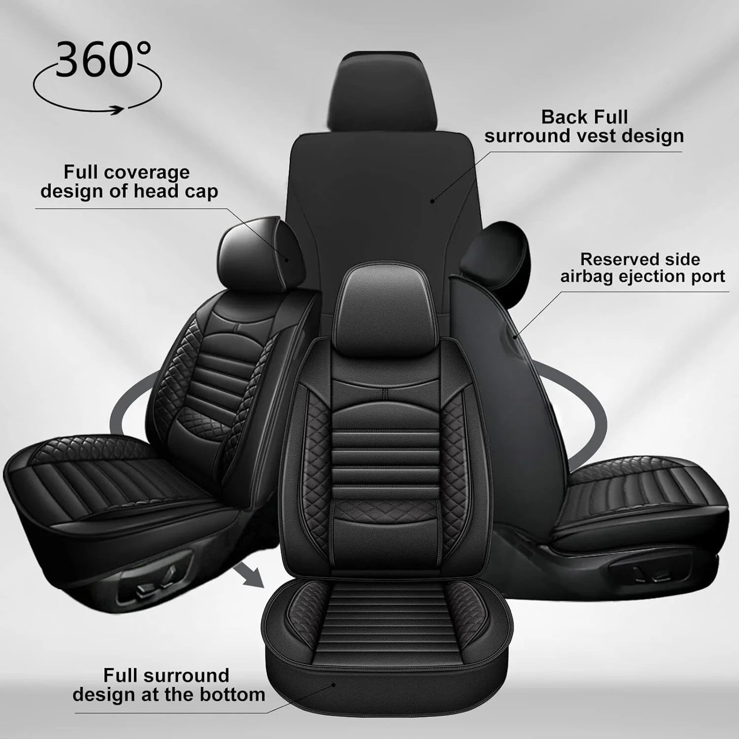 AOMSAZTO Jeep Gladiator 2020-2025 Seat Covers Full Set 360 Wrap Airbag Safe
