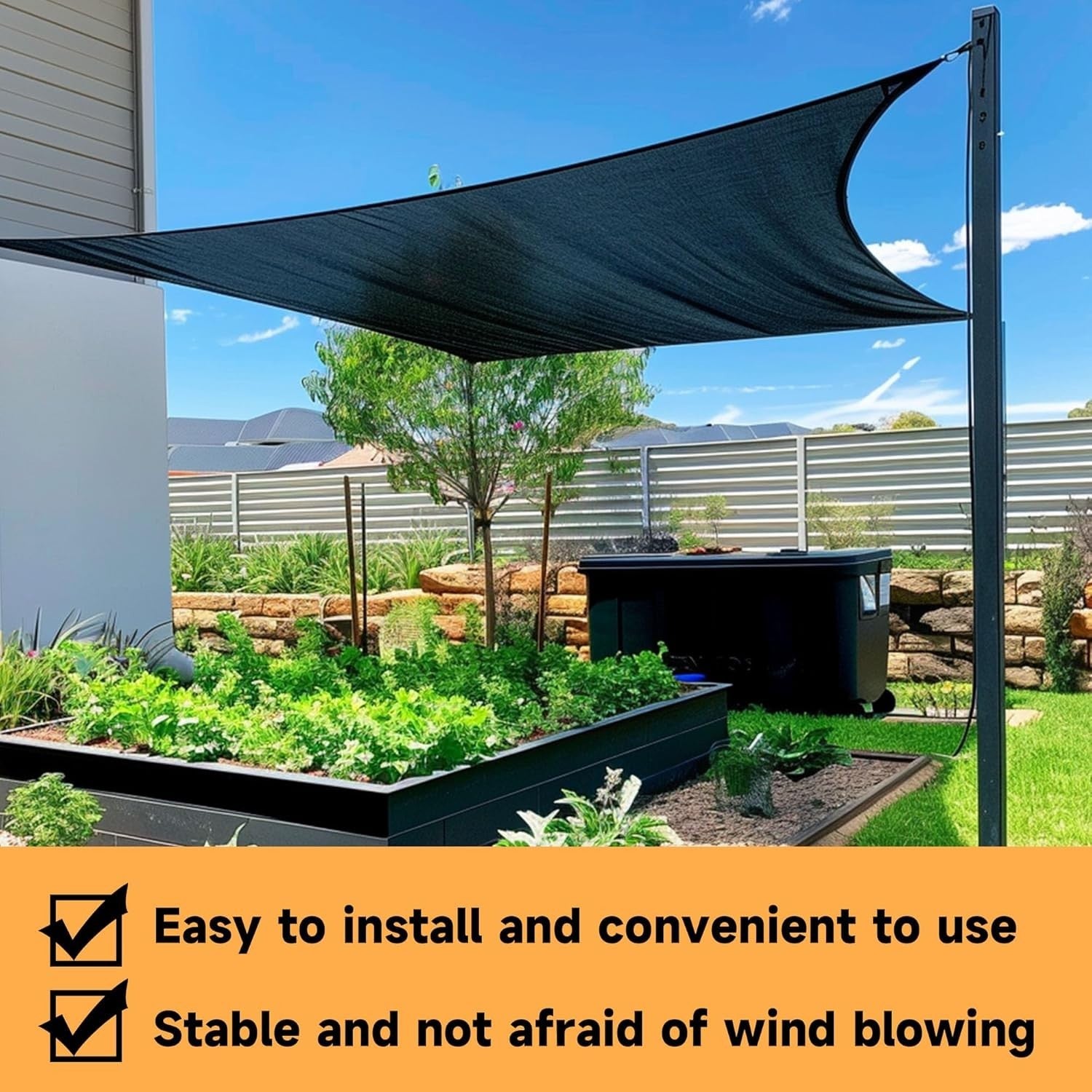 Sun Shade Cloth 80% Black 10x10ft Patio Pergola Greenhouse Mesh Tarp w/ Grommets