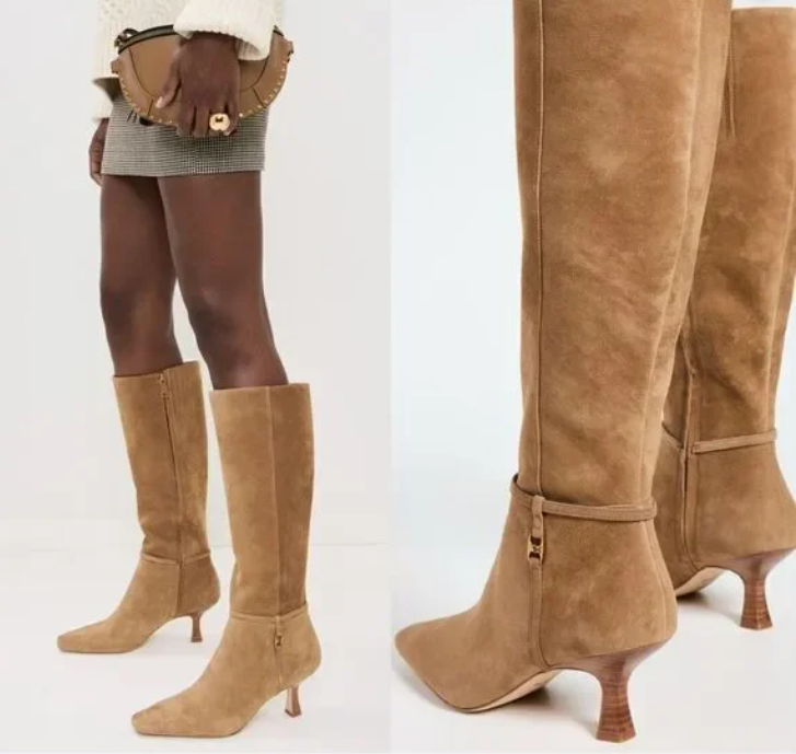 COACH Raquel Suede Knee High Boot Cedar Size 6 Wide Square Toe New in Box