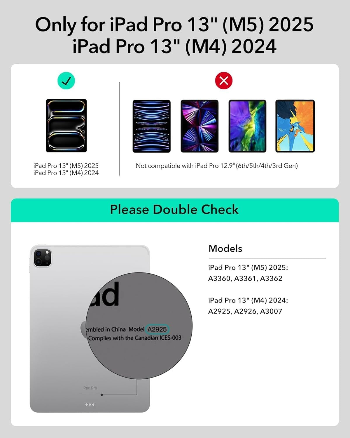 ESR iPad Pro 13 M4 Keyboard Case Rebound 360 Detachable Magnetic White