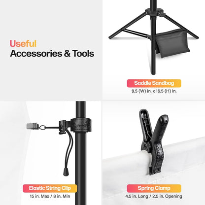 30ft Heavy Duty Backdrop Stand Kit Triple 360° Photo Video Event Sandbags Clamps