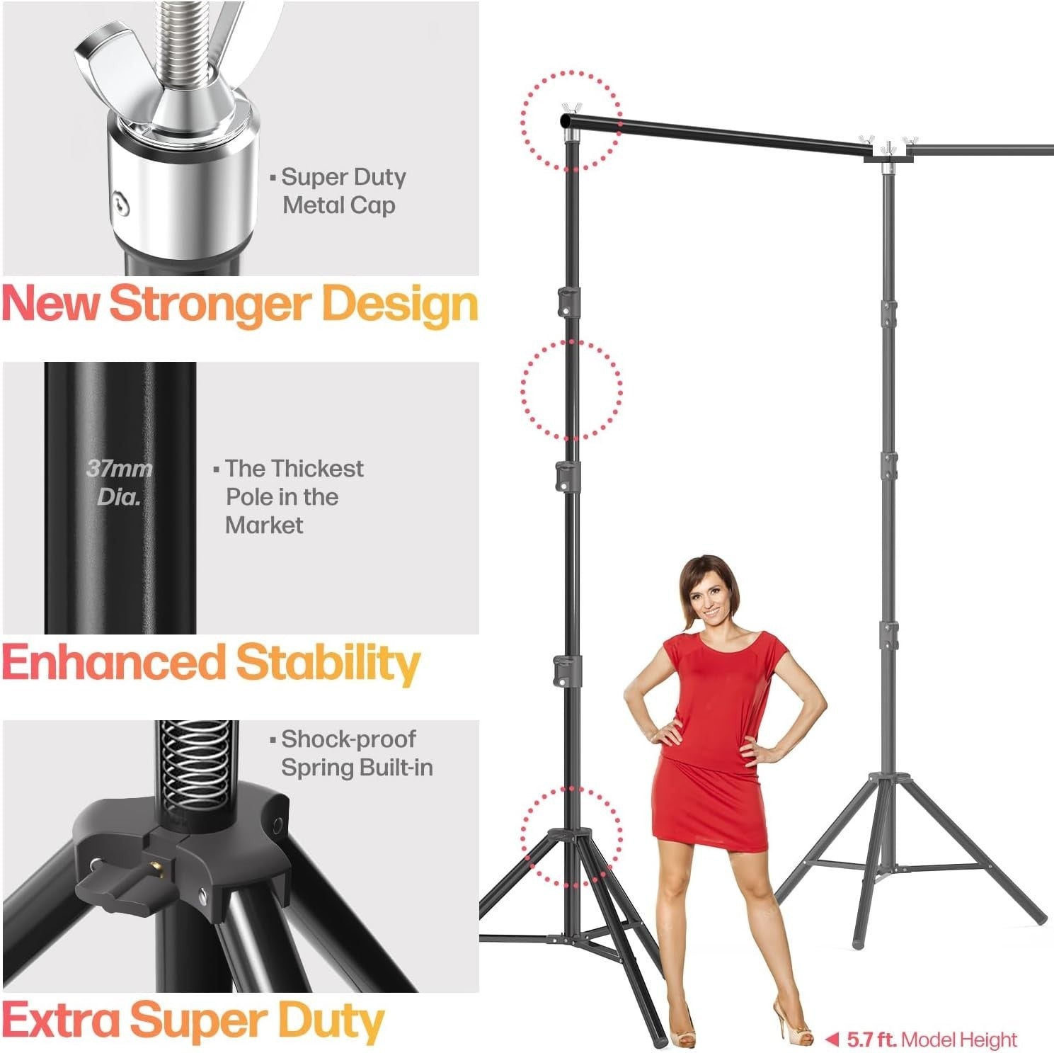 30ft Heavy Duty Backdrop Stand Kit Triple 360° Photo Video Event Sandbags Clamps