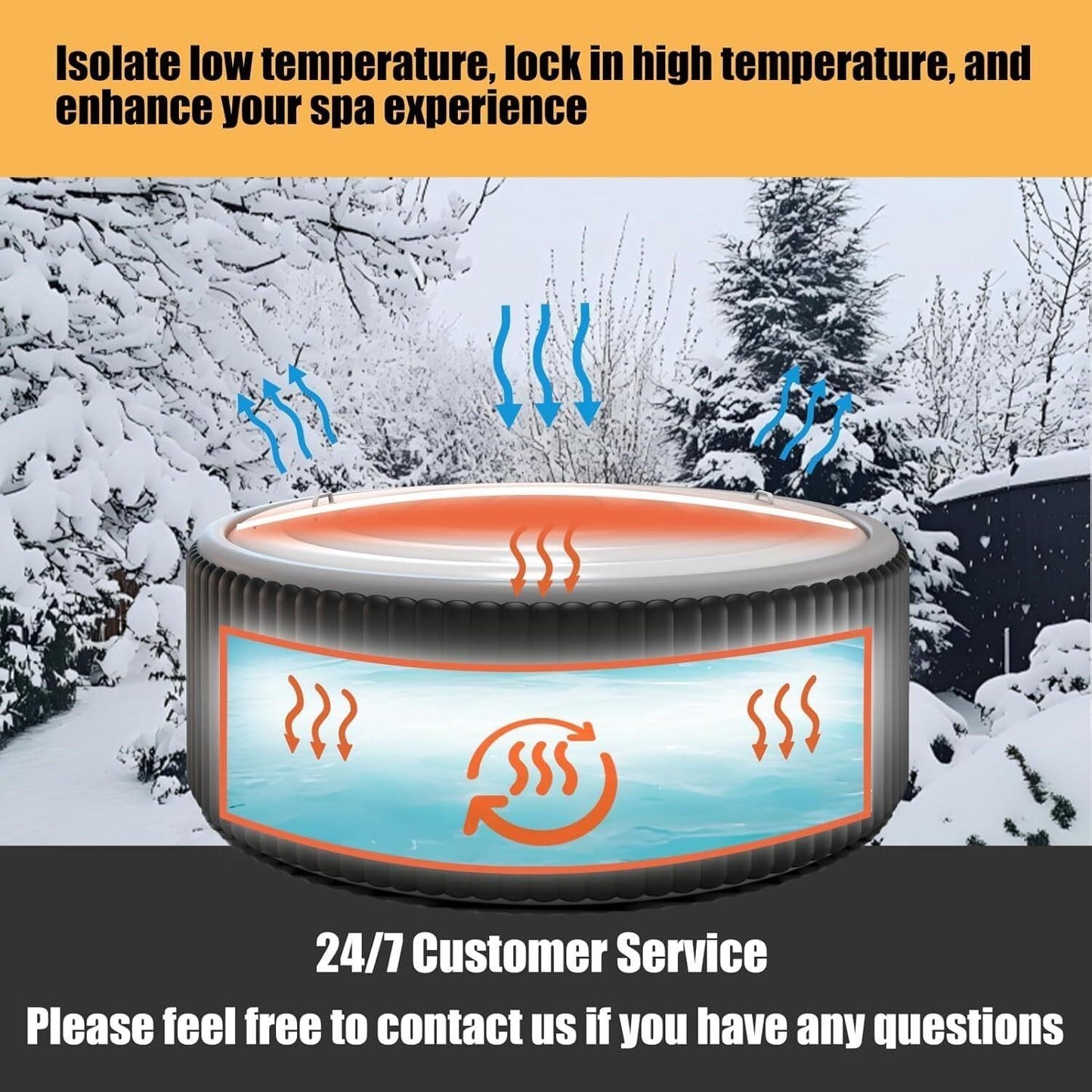 Inflatable Hot Tub Cover Round Insulated Energy Saving Rain Snow Proof Sibosen