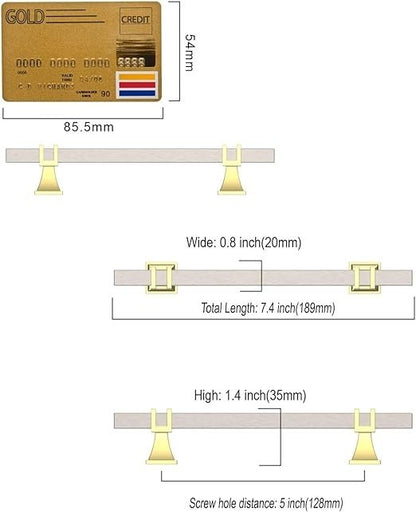 7-Pack Kitchen Cabinet Pulls 5 Inch 128mm Drawer Handles Brushed Nickel Gold