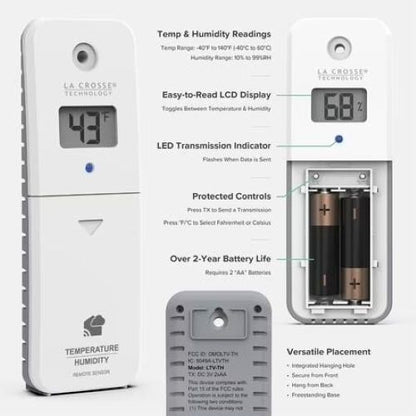 La Crosse Technology Temp Tracker Wi-Fi Alert & Monitoring System X100-TH-01 NEW
