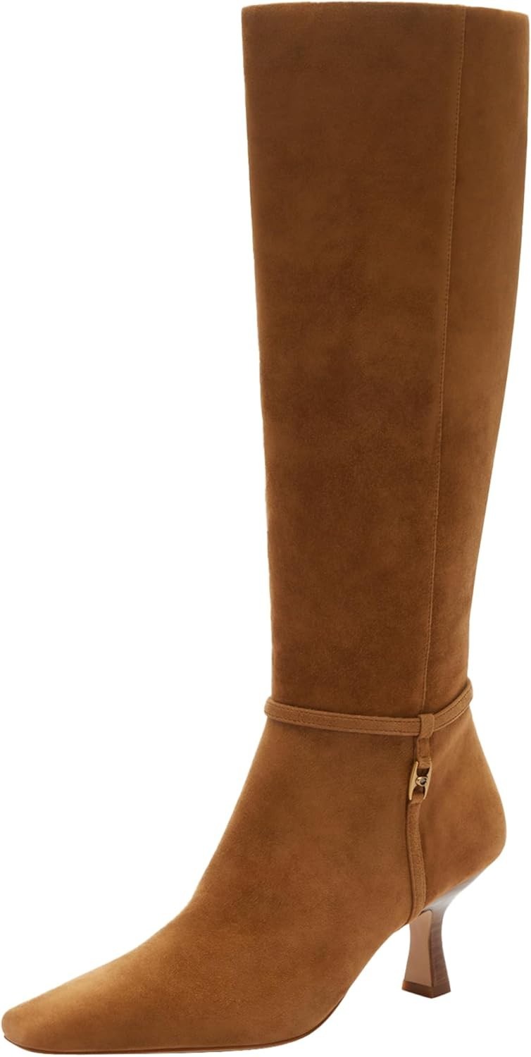 COACH Raquel Suede Knee High Boot Cedar Size 6 Wide Square Toe New in Box