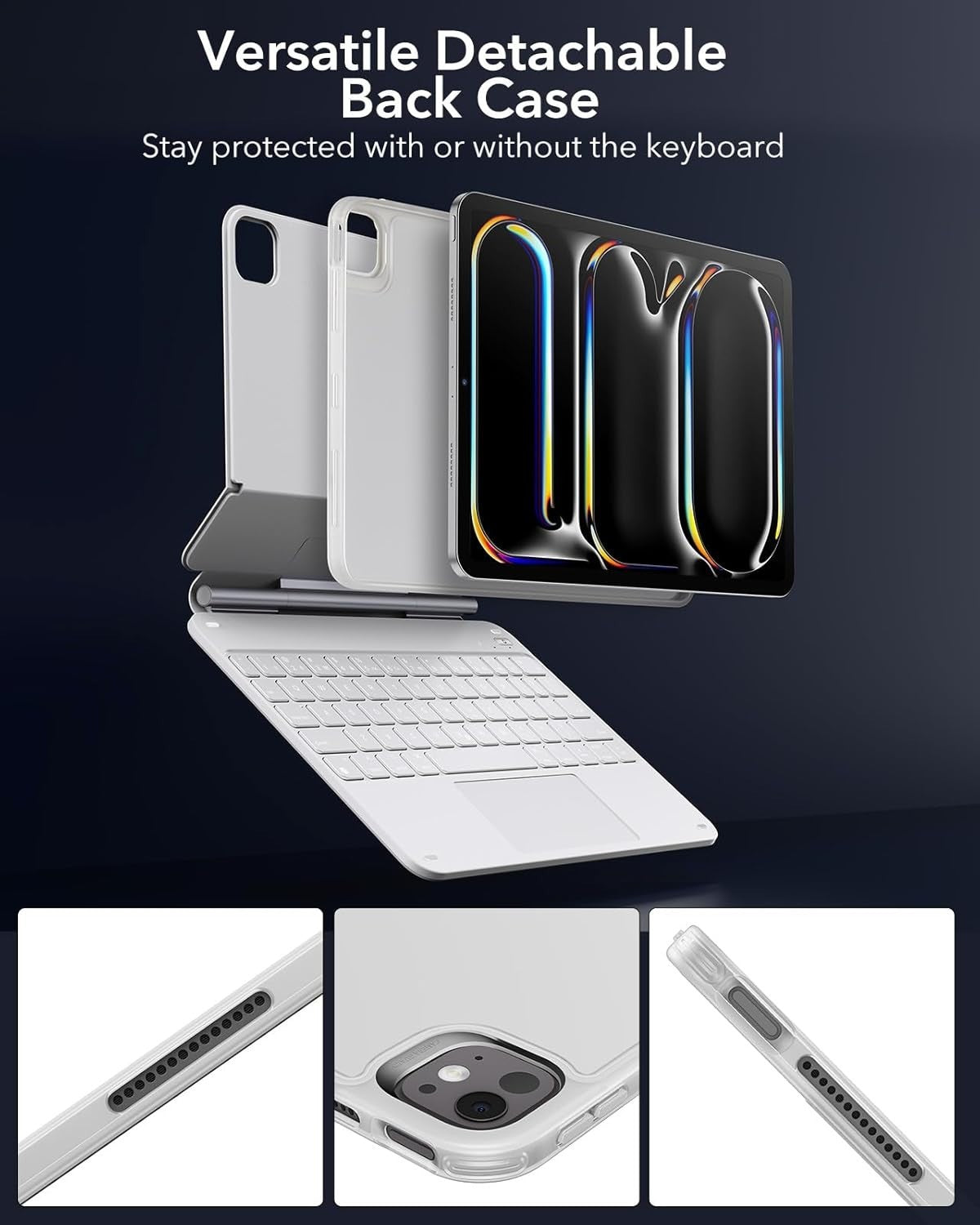 ESR iPad Pro 13 M4 Keyboard Case Rebound 360 Detachable Magnetic White