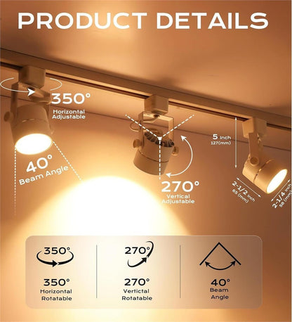 CLOUDY BAY 12-Pack LED Track Light Head 8W 3000K CRI90+ Dimmable Halo White