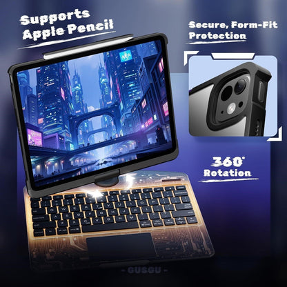 Clear Keyboard Case for iPad Air 13 M2 M3 / Pro 12.9 RGB Backlit 360 Trackpad