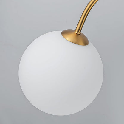 LamQee 6 Light Mid Century Modern Sputnik Chandelier Gold Milk Glass Globe G9