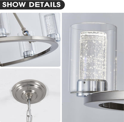Transform Your Dining Room 9-Light Crystal Wagon Wheel Chandelier Nickel