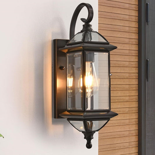 Outdoor Wall Light Fixture 18.5in Copper Oil Rubbed Bronze Lantern Waterproof E2
