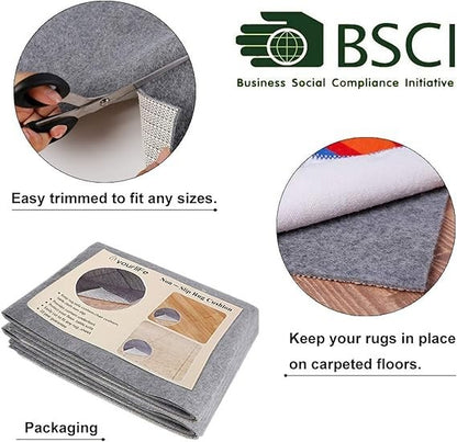 Non Slip Rug Pad Gripper 10x14 Felt Rubber Hardwood Tile Floor Trimmable 1/8 in
