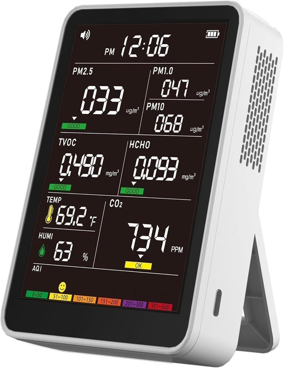 16-in-1 Air Quality Monitor Indoor CO2 PM2.5 PM10 HCHO TVOC Detector AirWhisper