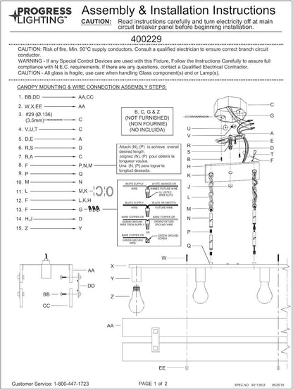 Progress Lighting - Hemsworth 4-Light Linear Island Chandelier - Aged Oak Wood