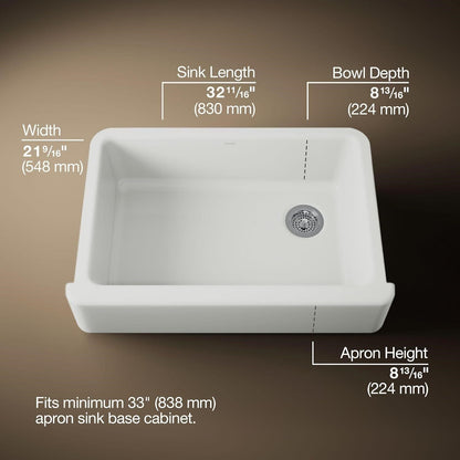 Kohler Whitehaven 33" Farmhouse Apron Sink Cast Iron K-5827 Enamel Damage