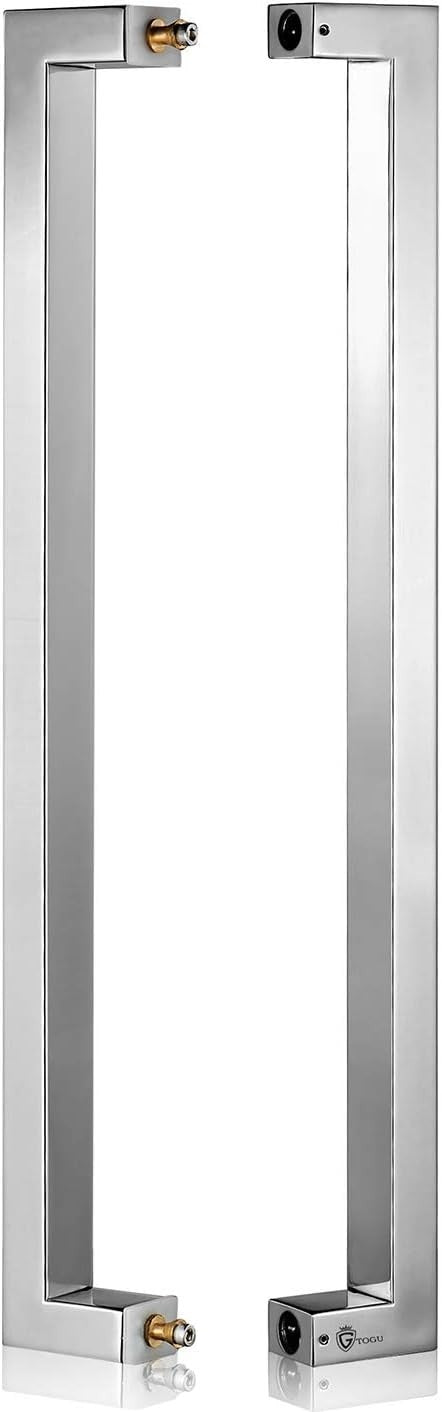 Ranbo 48" Rectangular Entrance Handle - Fits Glass & Wood Doors - Brushed Nickel