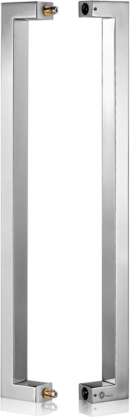 Ranbo 48" Rectangular Entrance Handle - Fits Glass & Wood Doors - Brushed Nickel