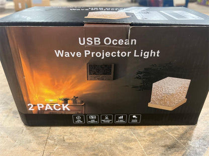 Ocean Wave Projection Lamp 16-Color RGB 3D Water Ripple 2-Pack Touch Remote