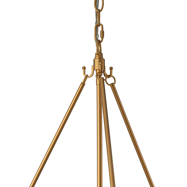 Gold Drum Chandelier 5-Light Ribbed Glass Pendant Dining Kitchen Island Dimmable