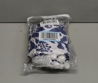 DriftAway Julia Waterfall Valance Navy Floral Pom Pom 52x18 Thermal Insulated