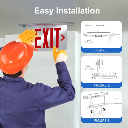 Commercial Exit Sign LED Recessed Mirror Acrylic Battery Backup UL 120V