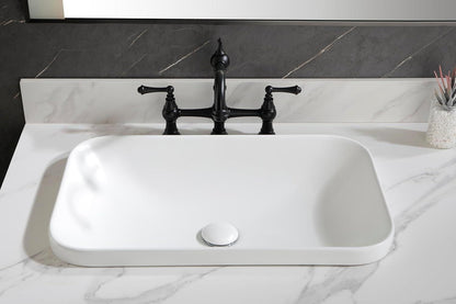 Upgrade Your Bathroom 24" Gray Ceramic Vessel Sink Semi-Recessed Countertop