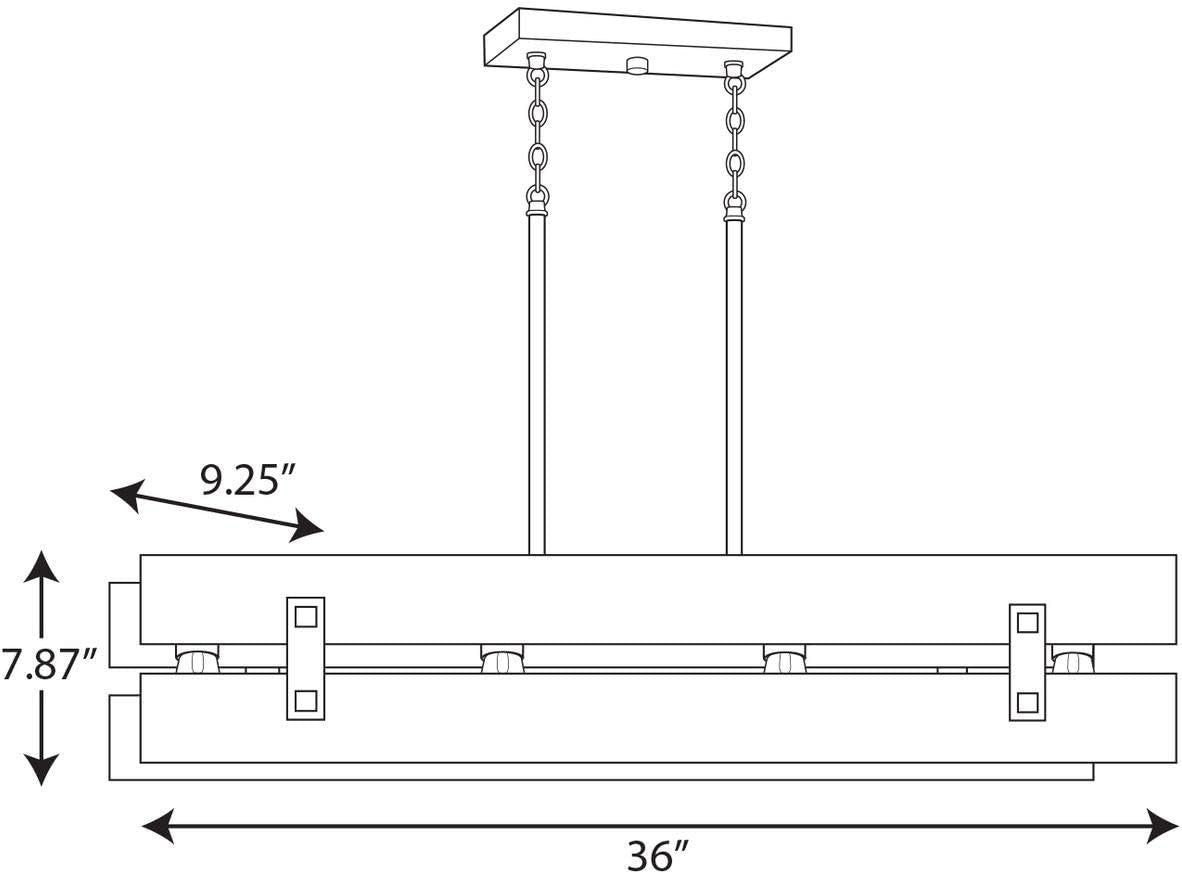 Progress Lighting - Hemsworth 4-Light Linear Island Chandelier - Aged Oak Wood