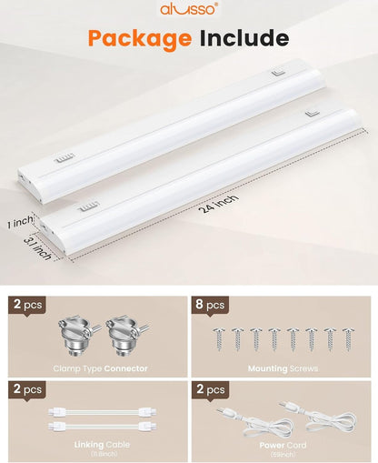 ALUSSO LIGHTING 24" LED Under Cabinet Light 2 Pack 5CCT 1350LM Dimmable Linkable