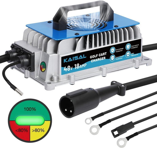 48V Golf Cart Charger EZ-GO TXT RXV 18A 3-Pin Waterproof Fast Charge 1250W