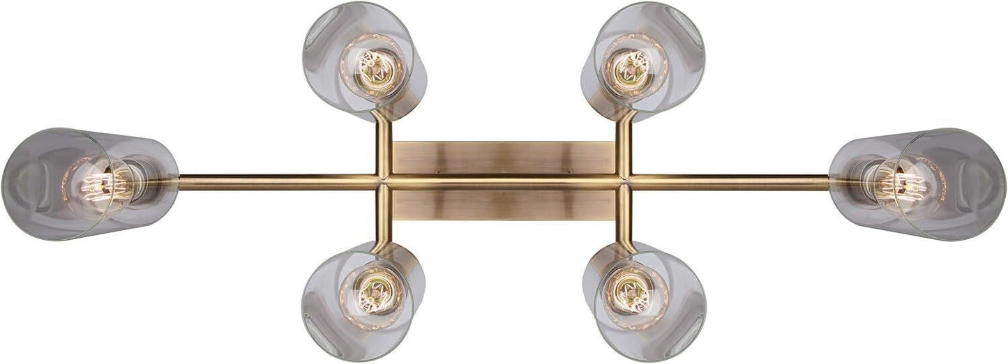 Canarm Jett ICH671B06GD 6-Light Antique Gold Chandelier Clear Glass 34.5" New