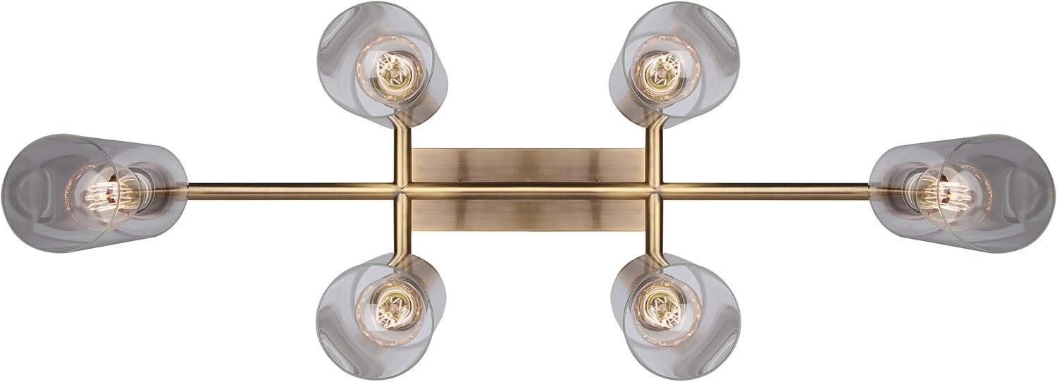 Canarm Jett ICH671B06GD 6-Light Antique Gold Chandelier Clear Glass 34.5" New