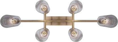 Canarm Jett ICH671B06GD 6-Light Antique Gold Chandelier Clear Glass 34.5" New