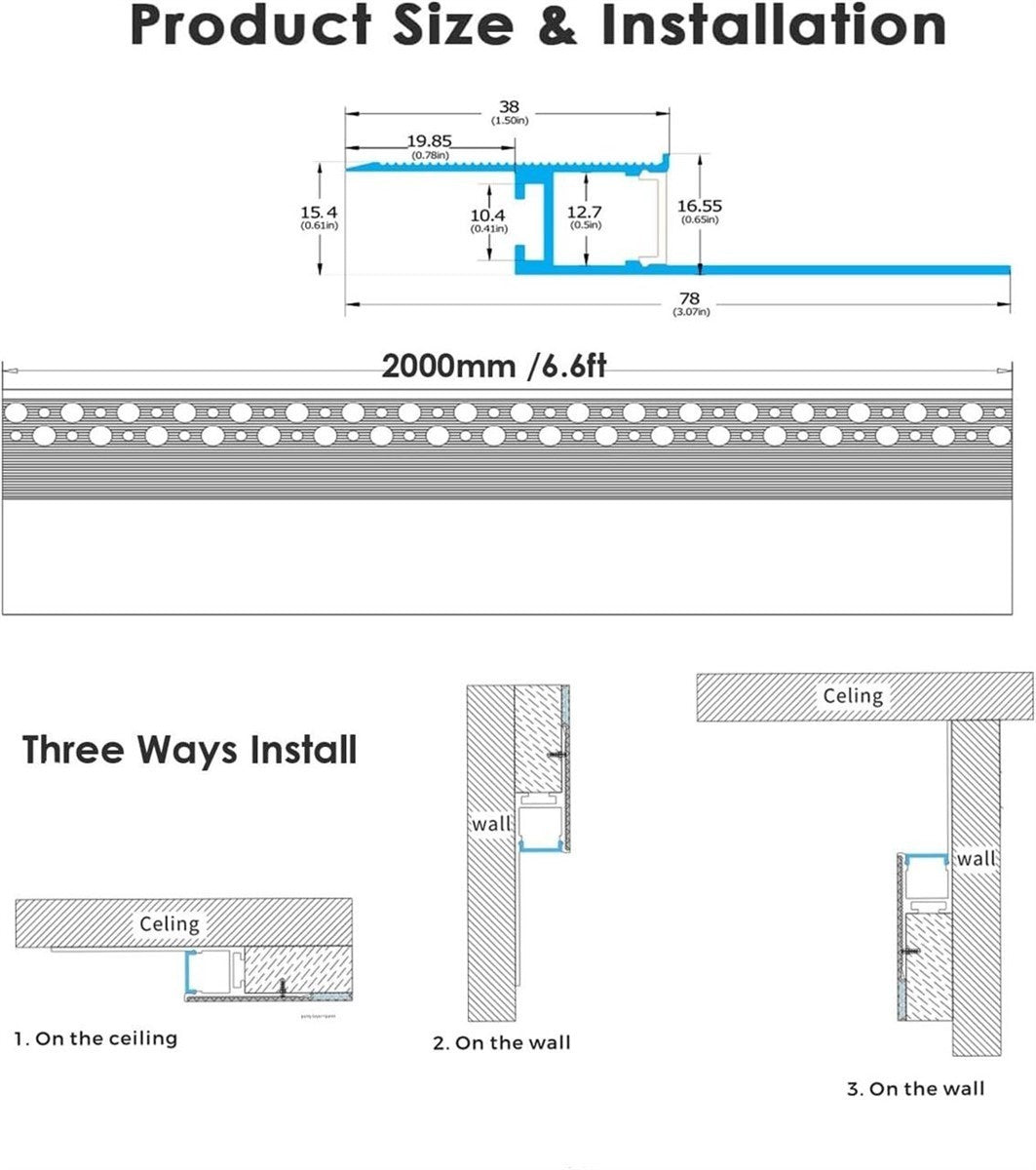 Besseto 4-Pack Plaster-In LED Channel 6.6ft Trimless Drywall Aluminum New
